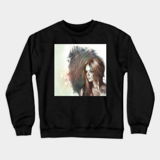 Brunette girl portrait Crewneck Sweatshirt